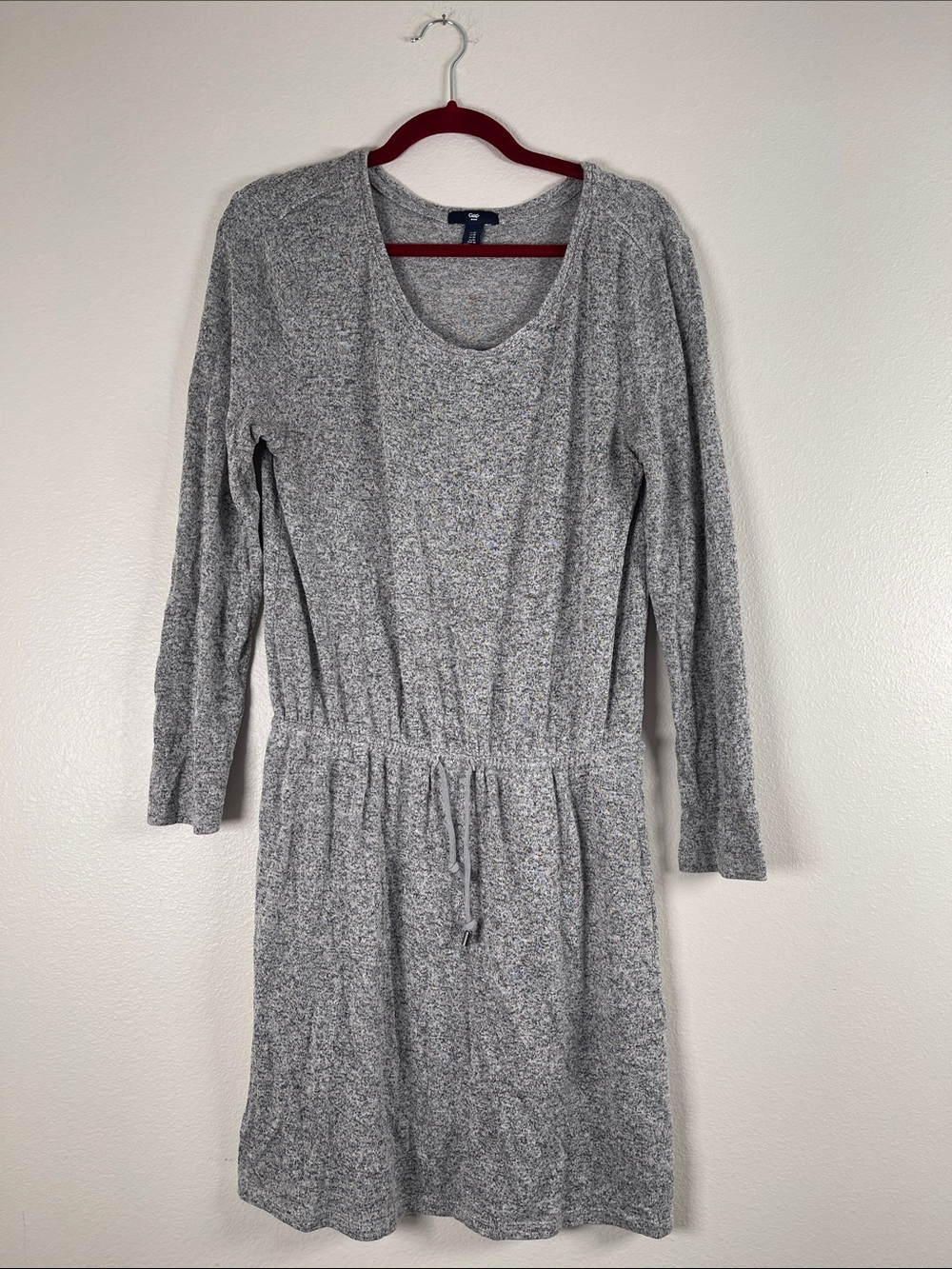 GAP Heather Gray Long-Sleeve Drawstring Waist Dress